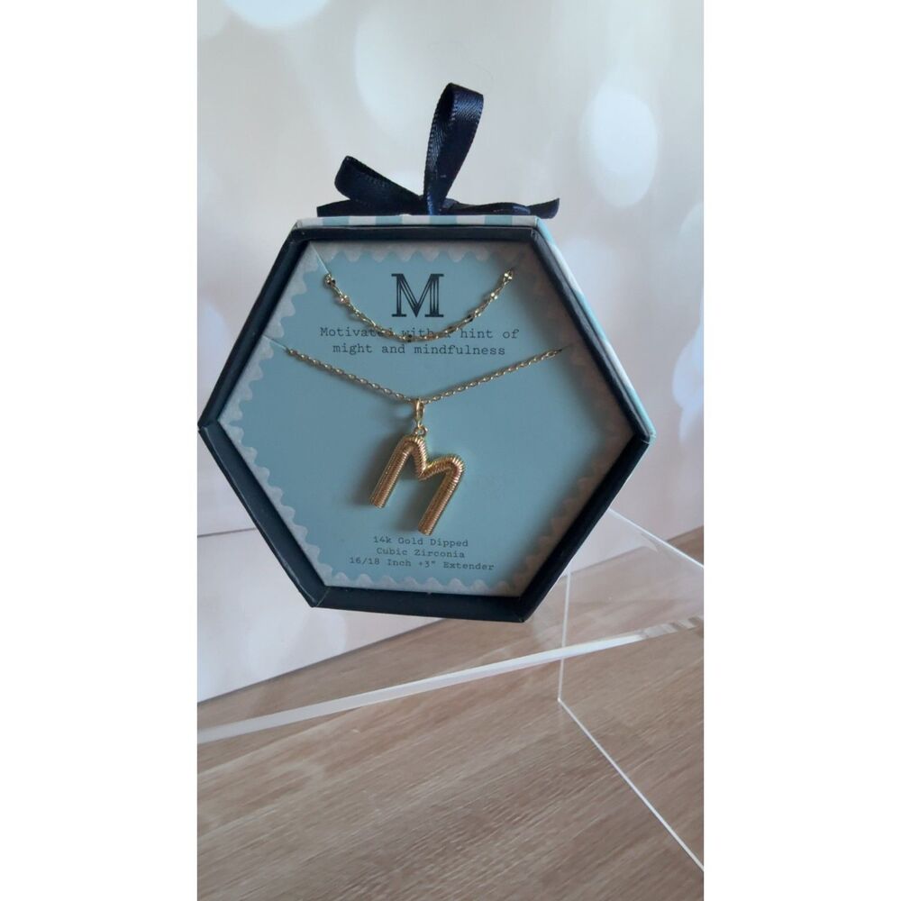 A New Day "M" Chunky Initial Necklace | 14K Gold Dipped